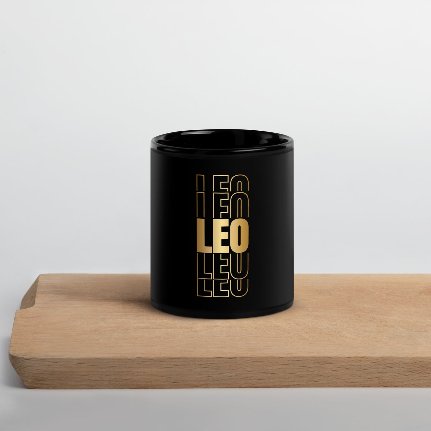 Leo Black Glossy Mug